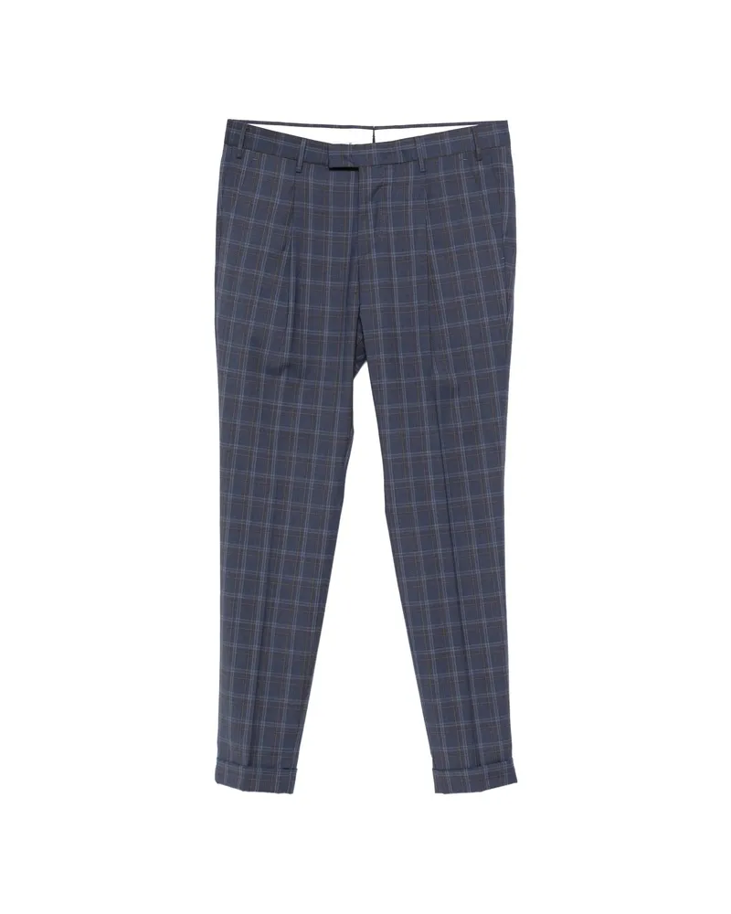 PT TORINO Check-pattern Pleated Trousers Blue