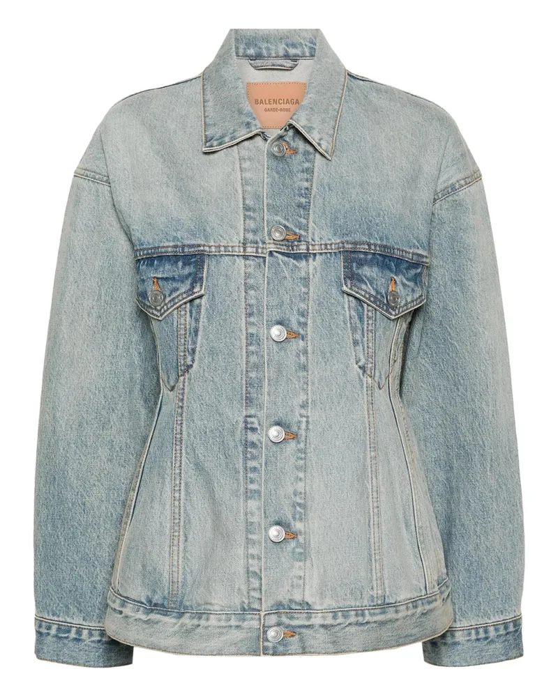 Balenciaga Hourglass Denim Jacket Blue