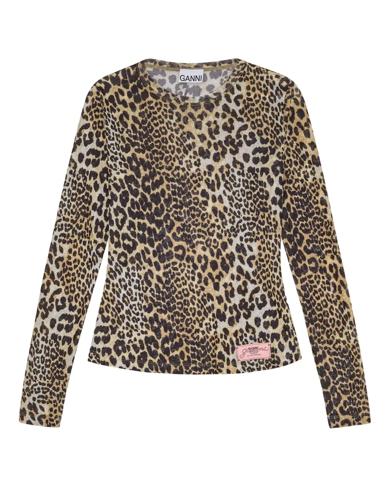 Ganni Leopard-print Top Brown