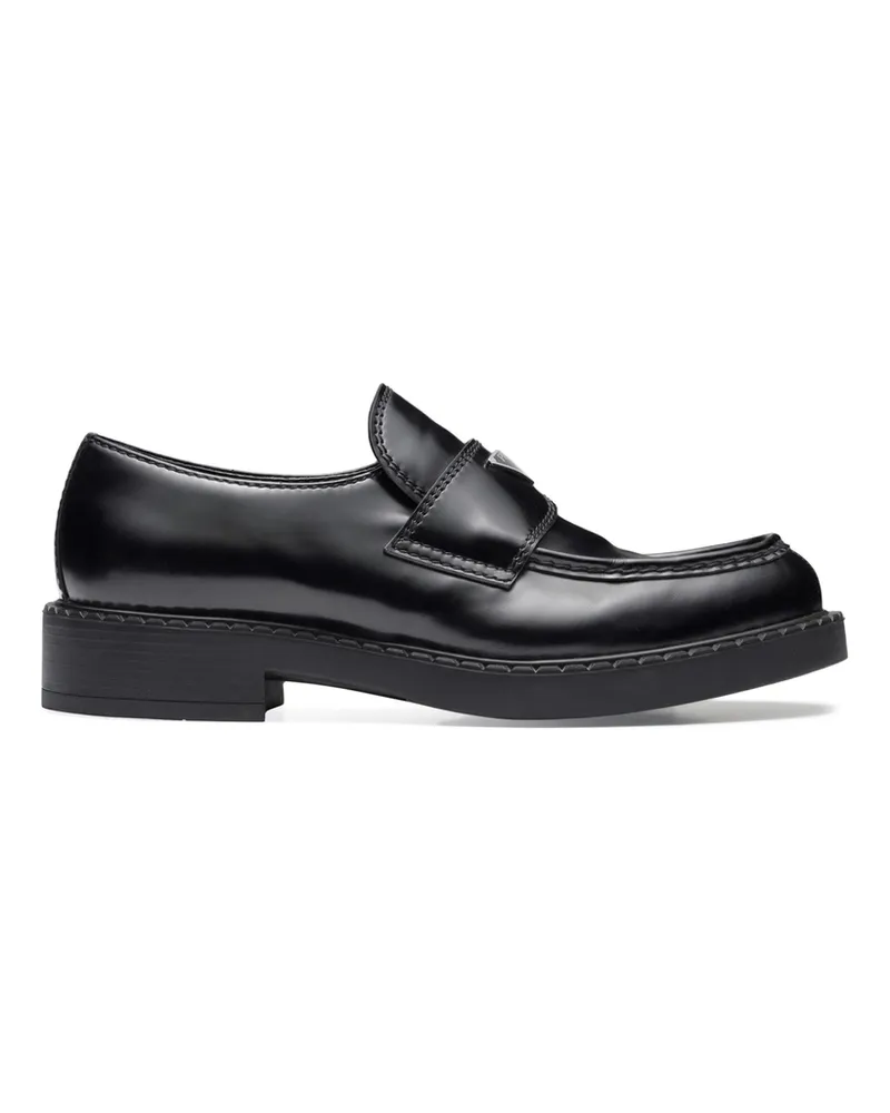 Prada Chocolate Brushed-leather Loafers Black