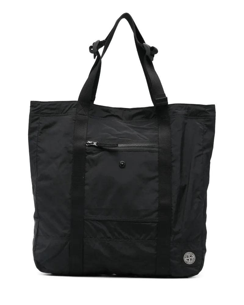 Stone Island Logo-patch Tote Bag Black