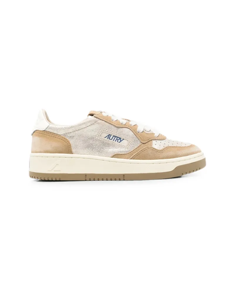 AUTRY Medalist Metallic-effect Panelled Sneakers Neutrals