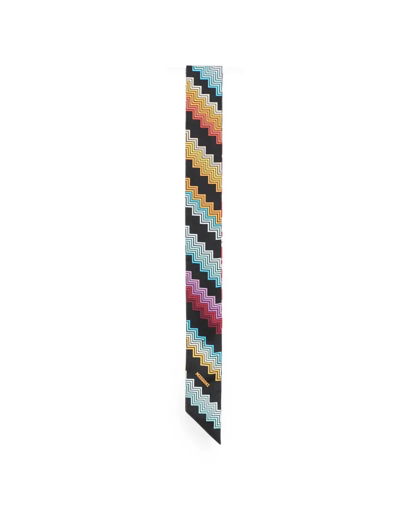 Missoni Zigzag-print Skinny Scarf Black
