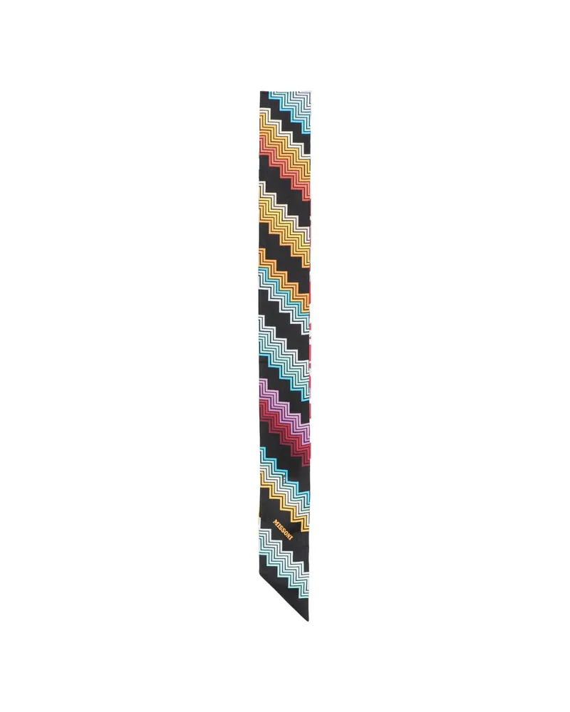 Missoni Zigzag-print Skinny Scarf Black