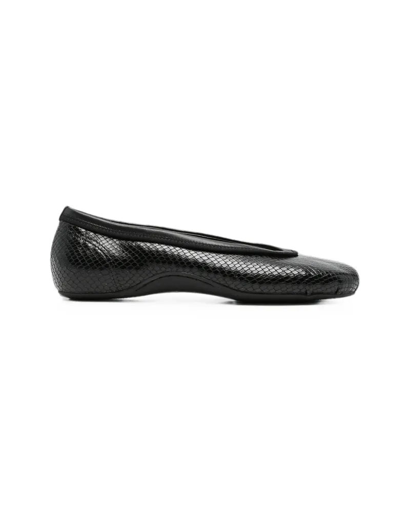 Dries van Noten Round-toe Snake-effect Ballet Flats Black