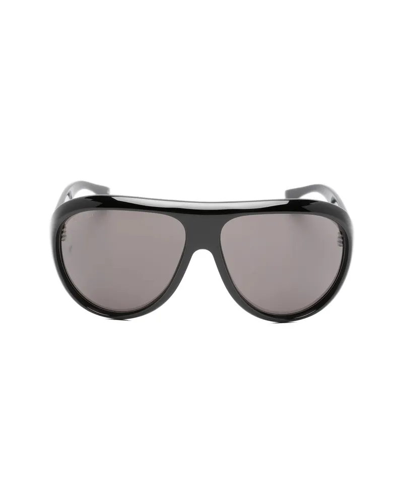 Gucci Logo-lettering Pilot-frame Sunglasses Black