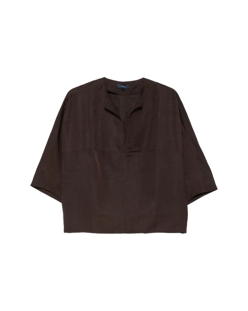 Soeur Ilona V-neck Short-sleeve Blouse Brown