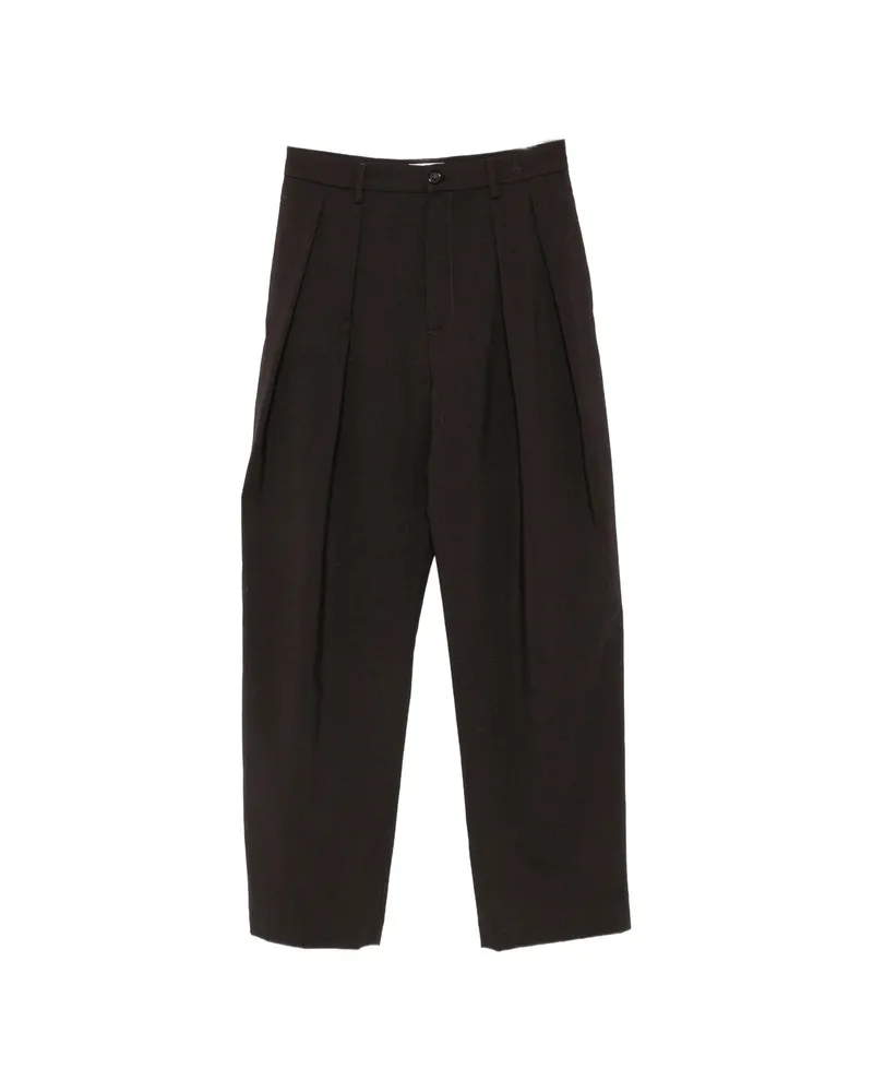 BARENA Pleated Checked Trousers Brown