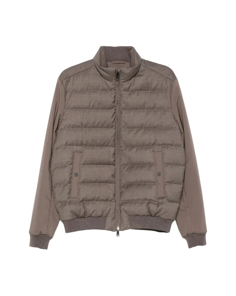Paul & Shark Quilted Panelled Jacket Brown