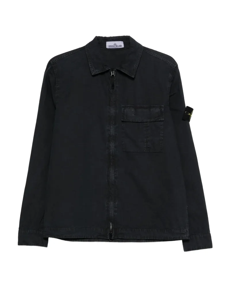 Stone Island Zip Pocket Shirt Jacket Blue