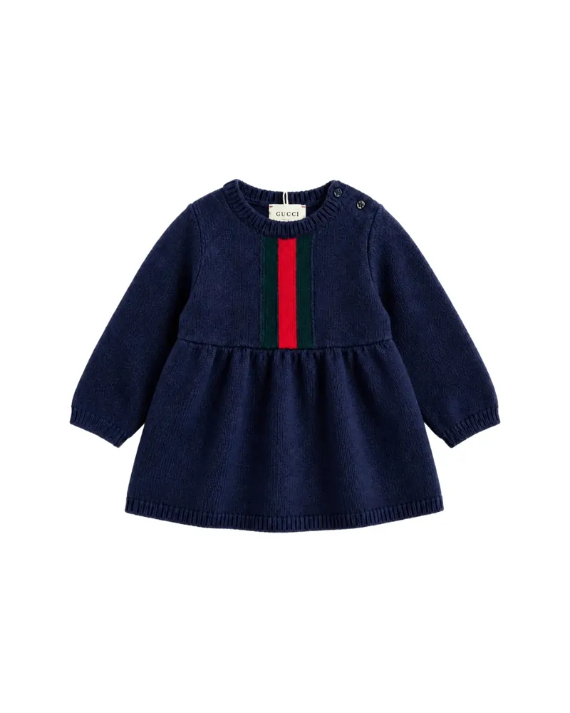Gucci Web-stripe Knitted Dress Blue