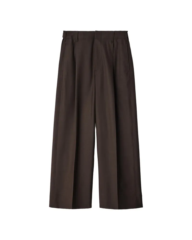 Christophe Lemaire Single-pleat Tailored Pants In Tropical Wool Blend Brown