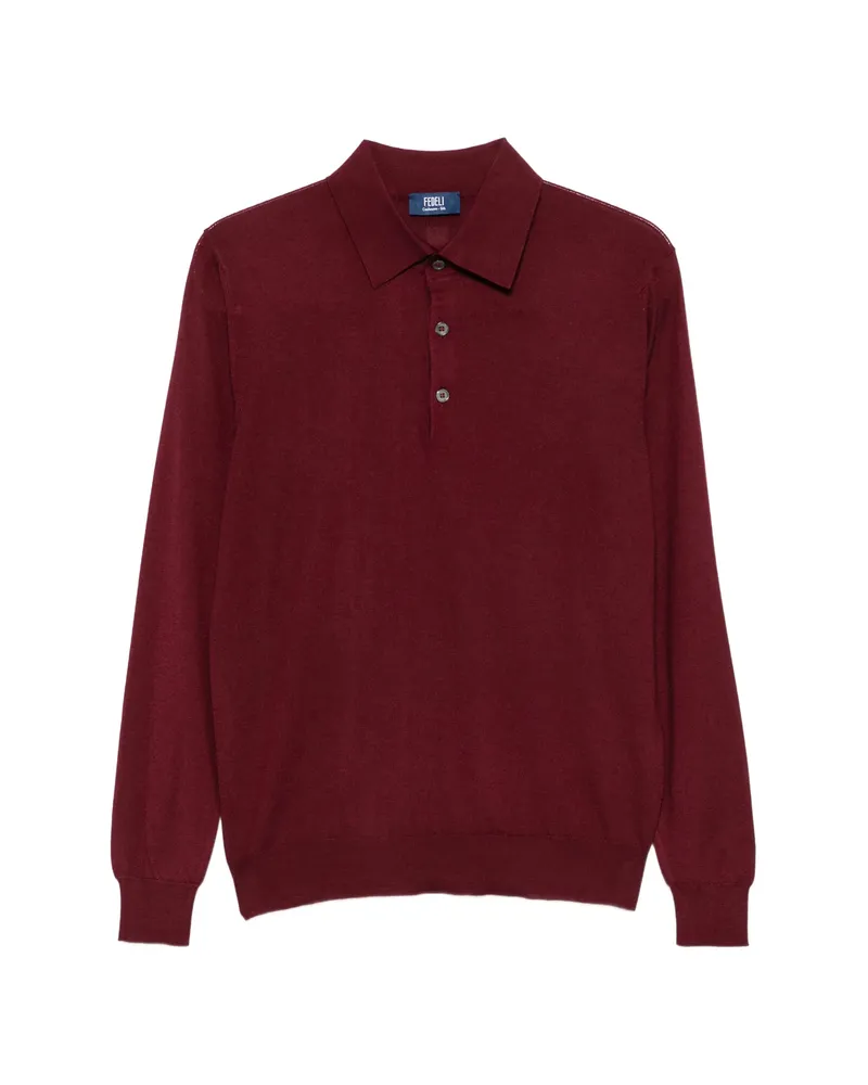 Fedeli Button-up Collar Polo Shirt Red
