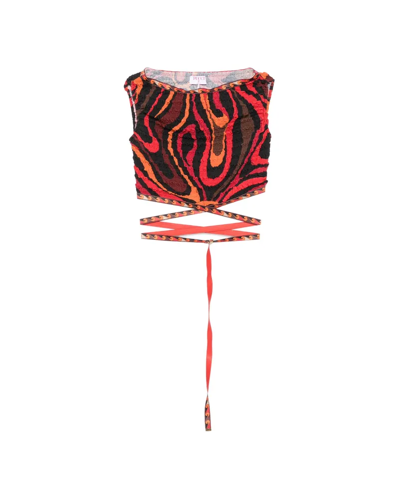 Emilio Pucci Marmo-print Wrap-around Top Red