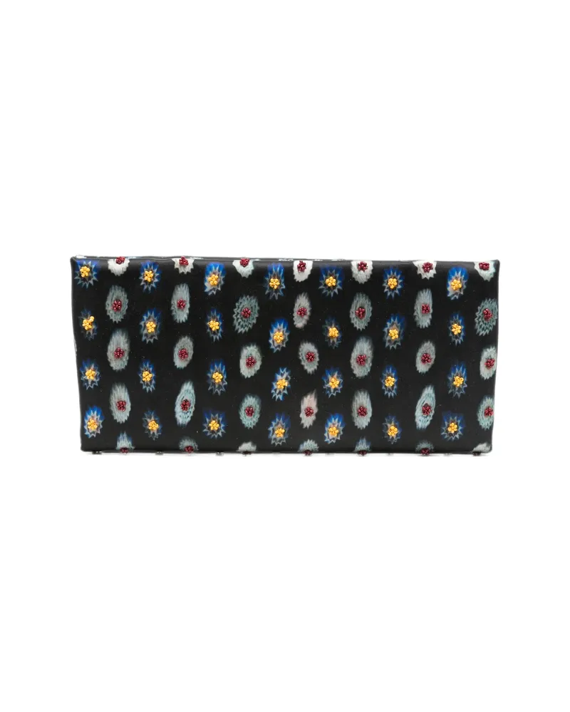 STAUD Muse Bead-embellished Ikat-print Clutch Bag Black