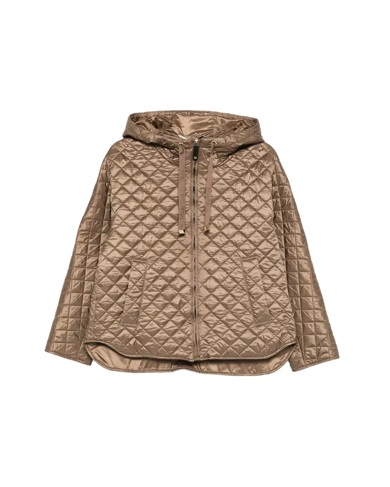 Max Mara Quilted-design Zip-up Jacket Brown