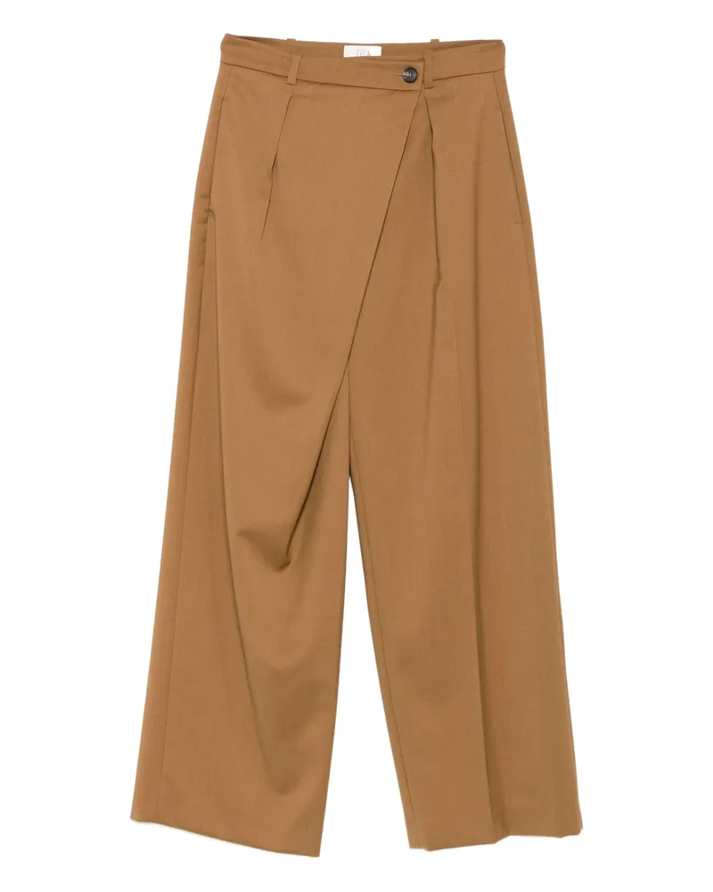 TELA Pleated Wrap Trousers Brown