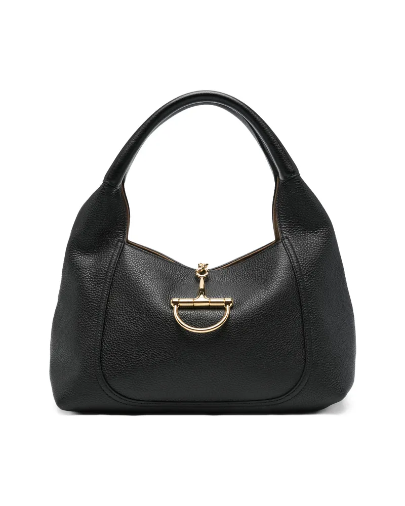 Gucci Horsebit Grained-leather Tote Bag Black
