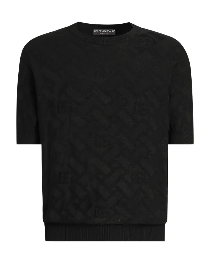 Dolce & Gabbana Short Sleeve Patterned T-shirt Black