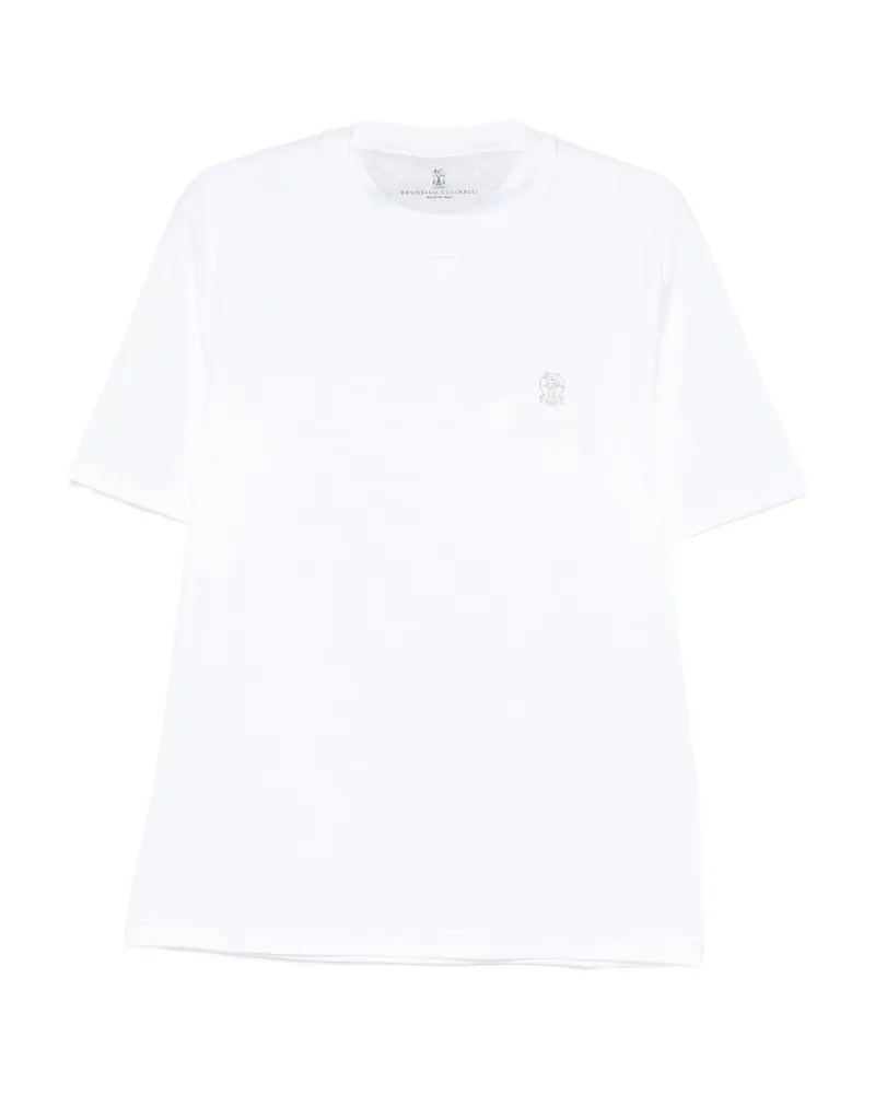 Brunello Cucinelli Embroidered-logo T-shirt White