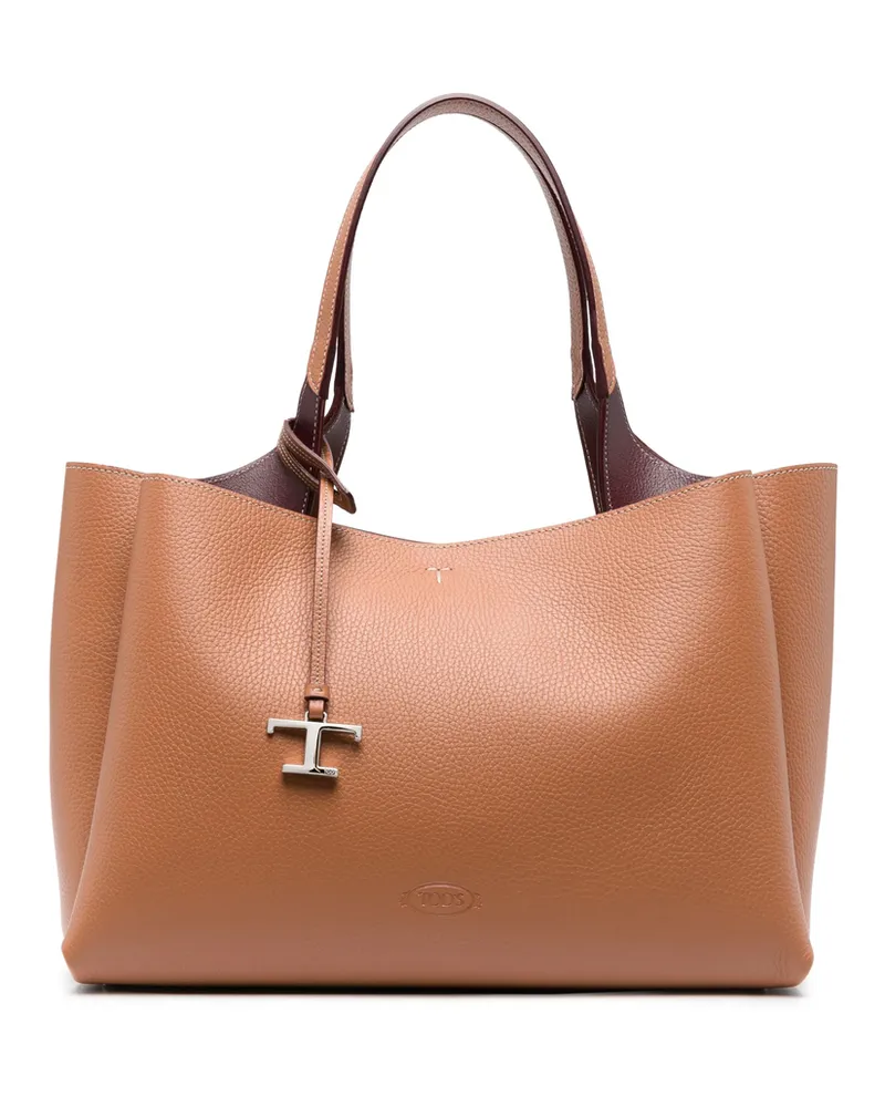 TOD'S T Timeless Leather Tote Bag Brown