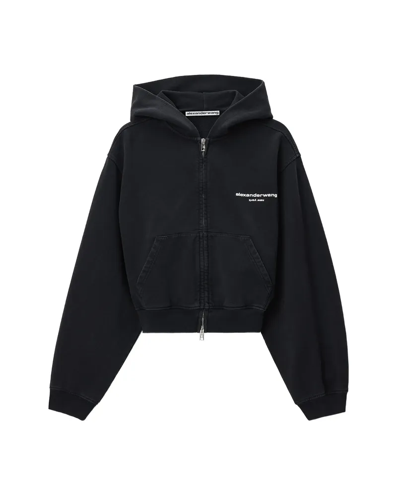 Alexander Wang Zip-up Hoodie W/ Logo Print Black