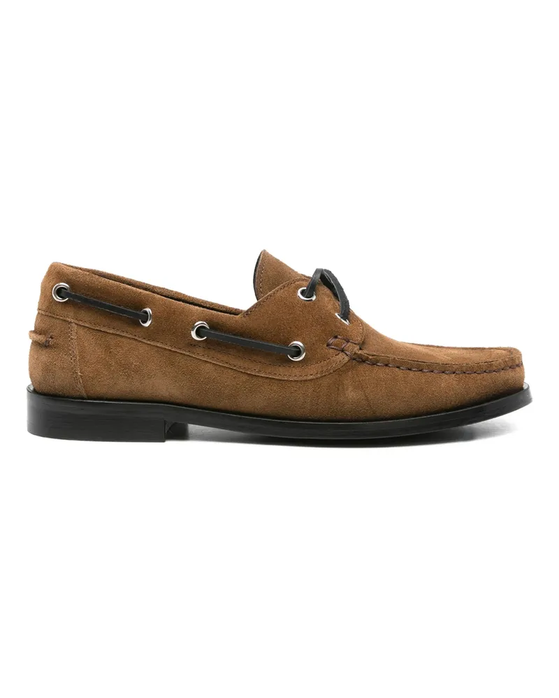 aeyde Suede Lace-up Boat Shoes Brown