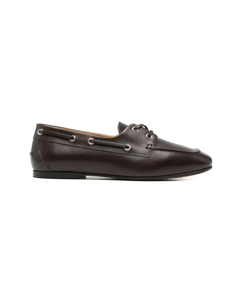 Henderson Paola Eyelet Lace-up Boat Shoes Brown