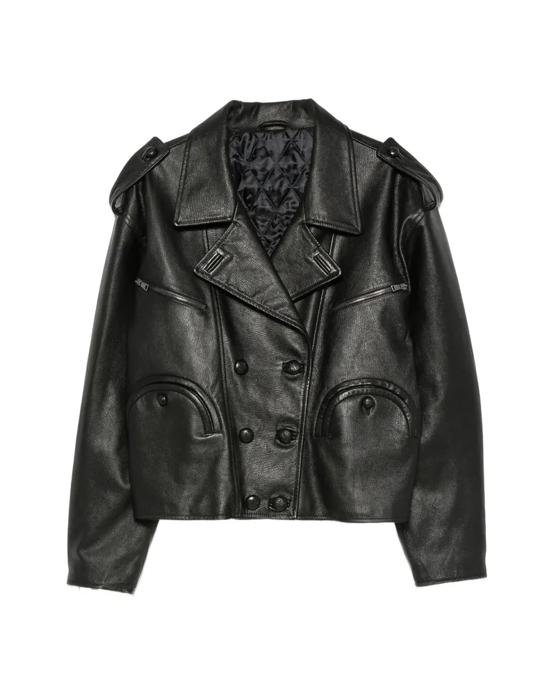 Blazé Milano Double-breasted Leather Jacket Black