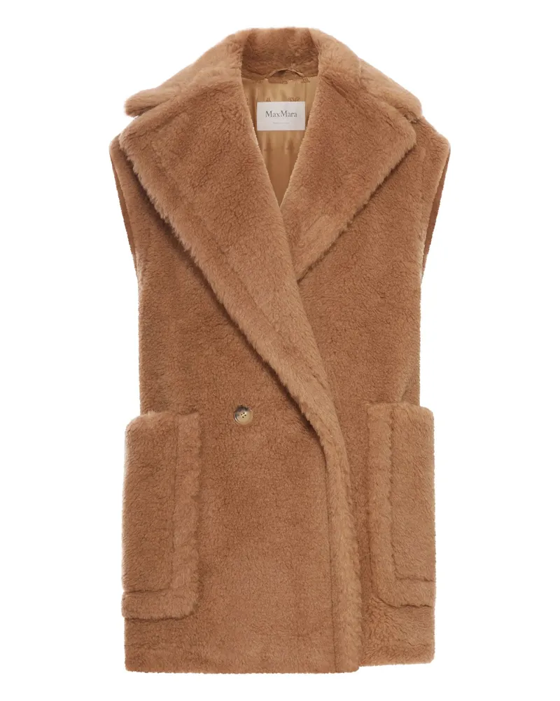 Max Mara Double-breasted Fur Gilet Brown