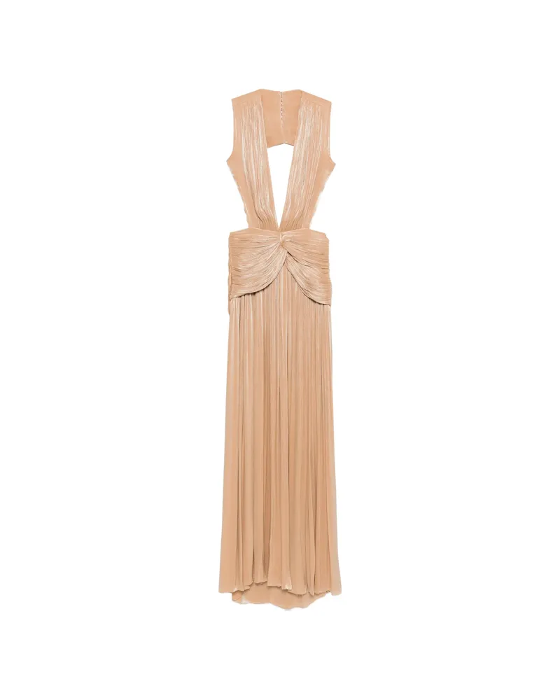 COSTARELLOS Silla Backless Maxi Dress Neutrals