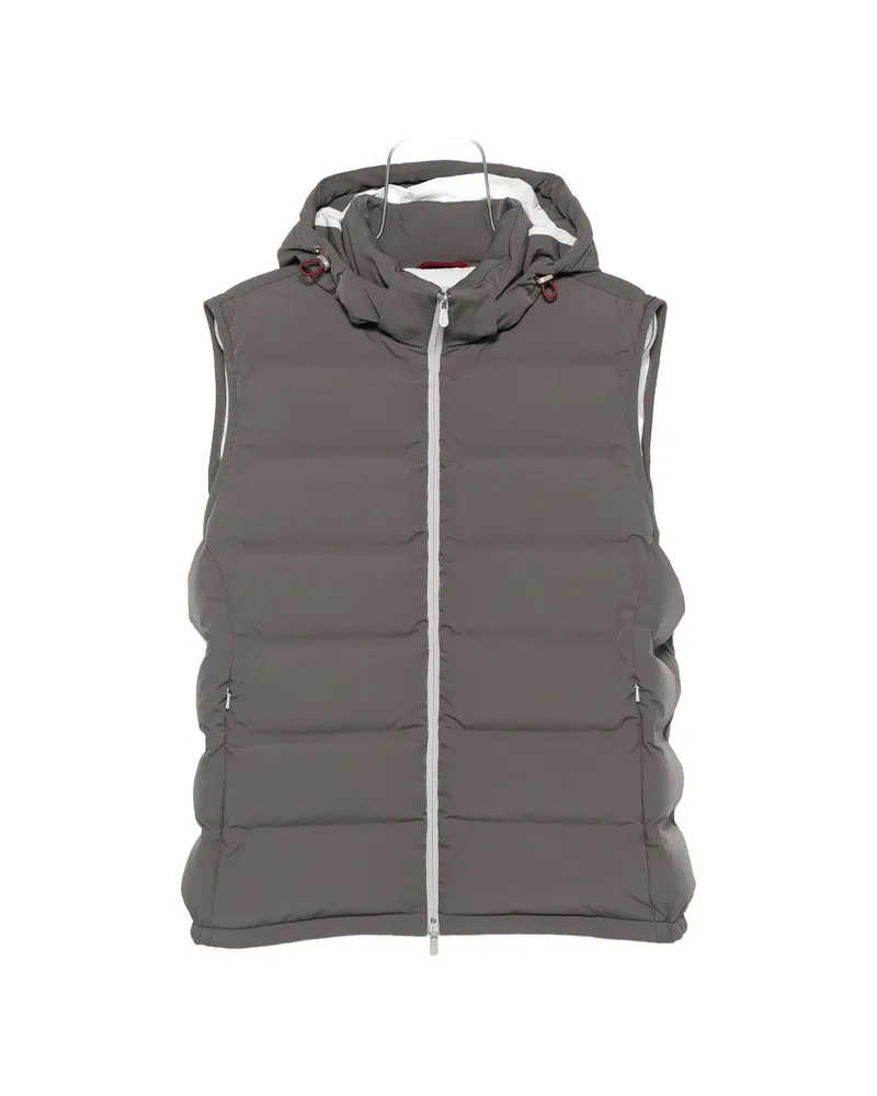 Brunello Cucinelli Quilted Hooded Gilet Grey