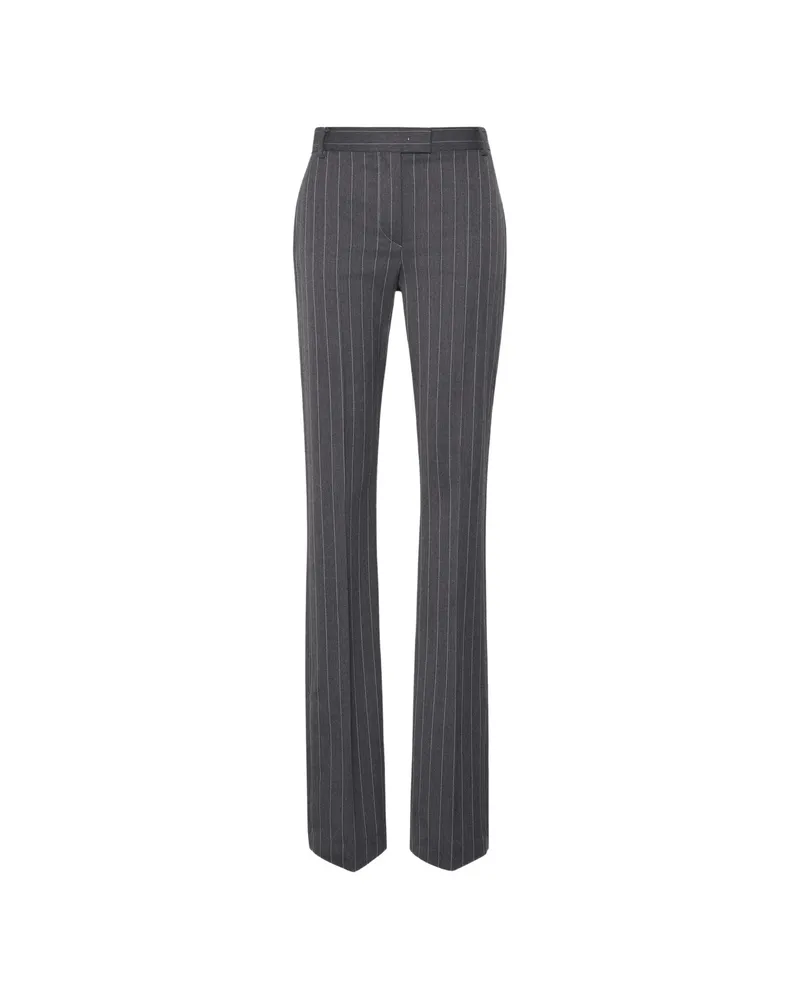 SPORTMAX Pinstripe Split-hem Trousers Grey