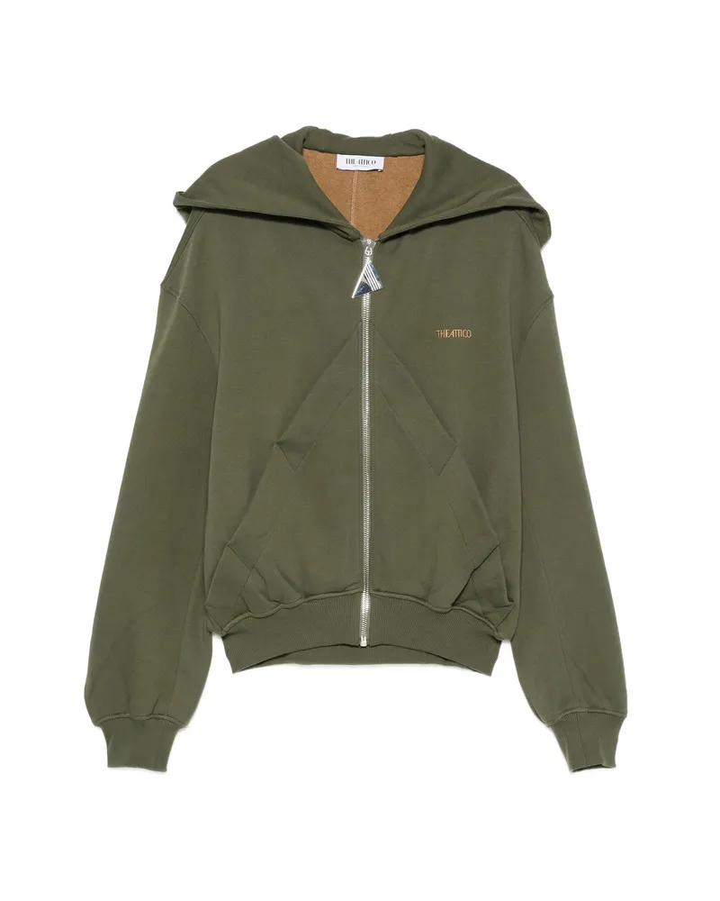 ATTICO Logo-embroidered Zip-up Hoodie Green