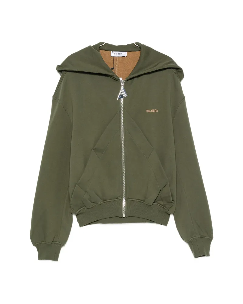ATTICO Logo-embroidered Zip-up Hoodie Green