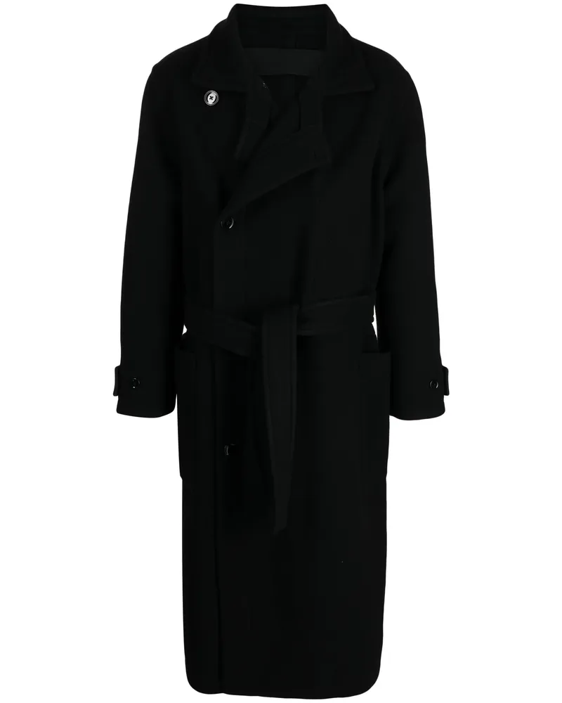 Christophe Lemaire Belted Double-breasted Coat Black