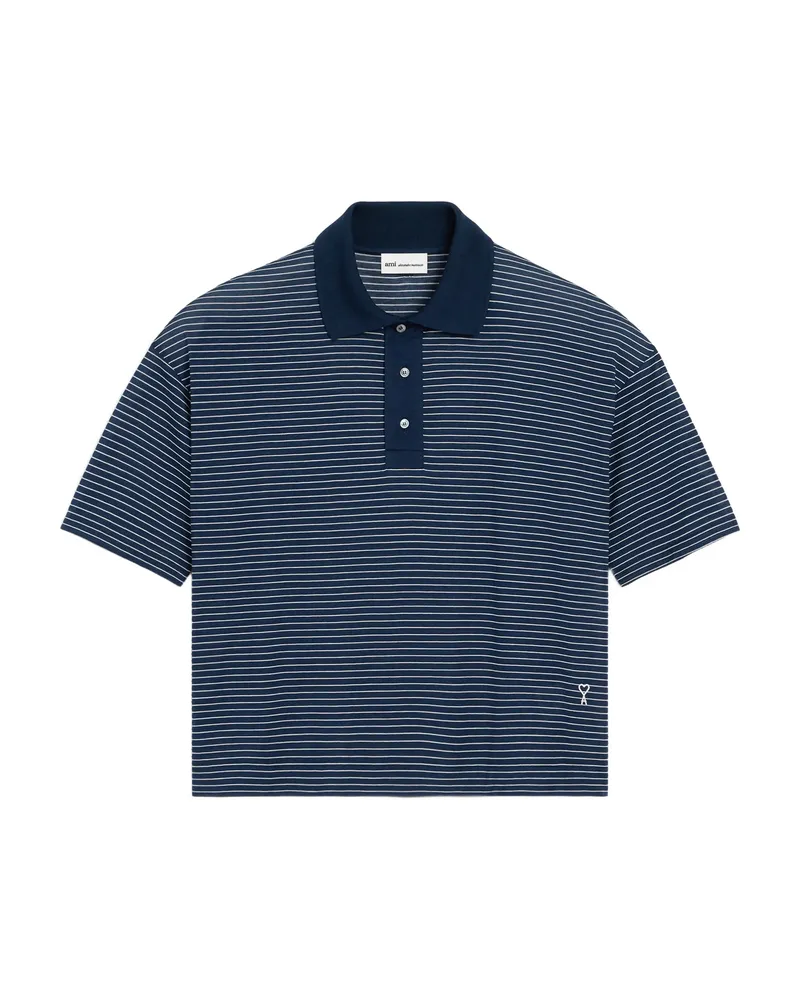 AMI Paris Ami De Coeur Short-sleeve Polo Shirt Blue