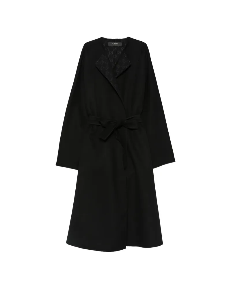 Gucci Belted GG-jacquard Coat Black
