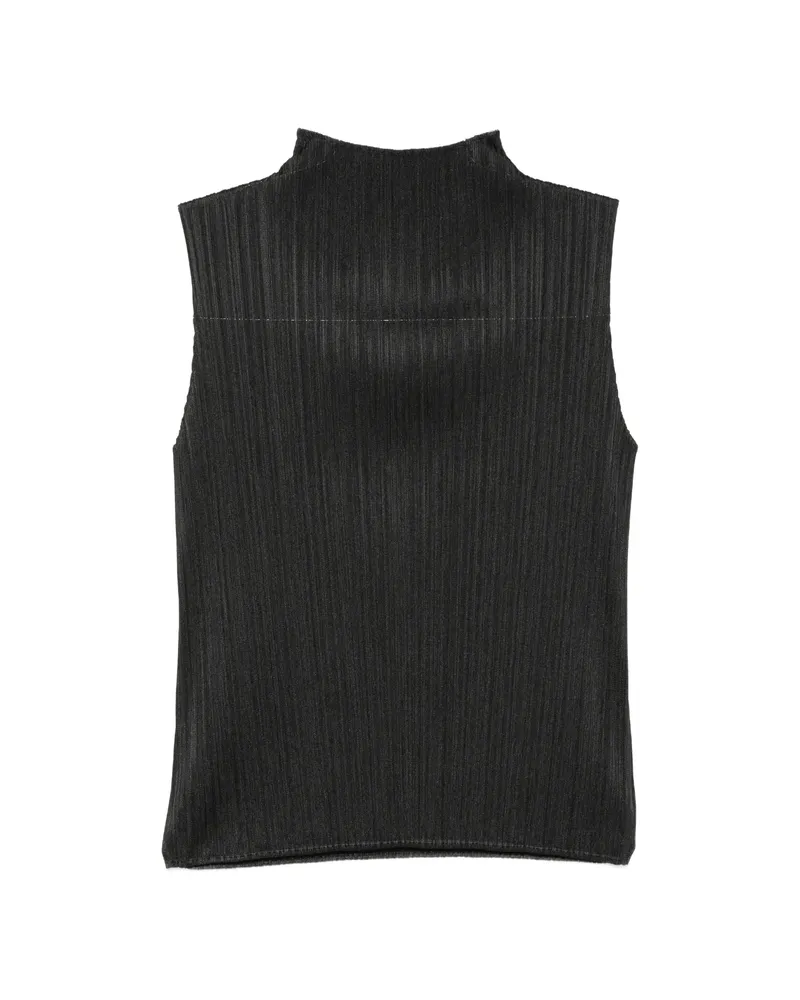 Issey Miyake Pleated High-neck Tank Top Black