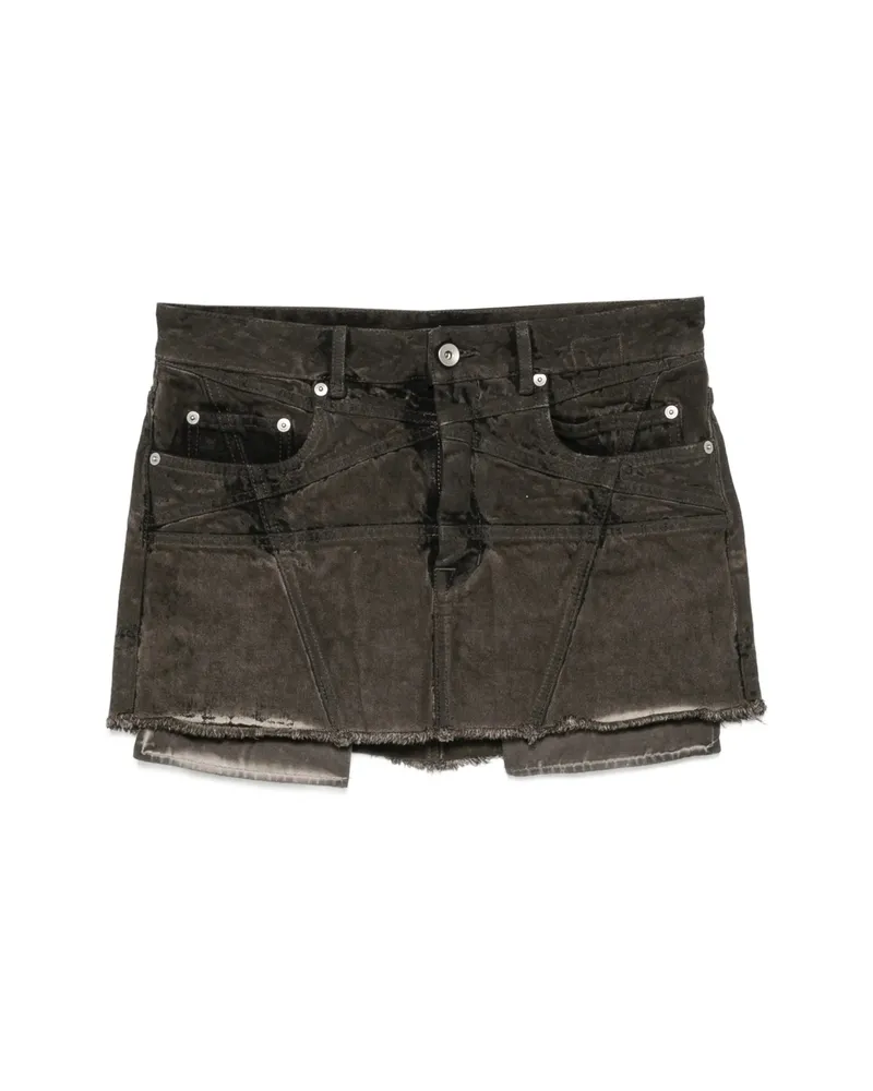 DRKSHDW by Rick Owens Faded Frayed-hem Mini Skirt Grey