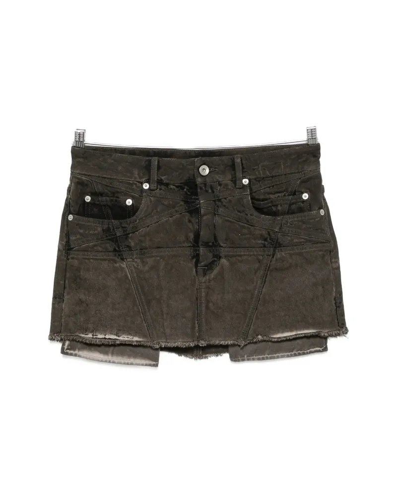 DRKSHDW by Rick Owens Faded Frayed-hem Mini Skirt Grey