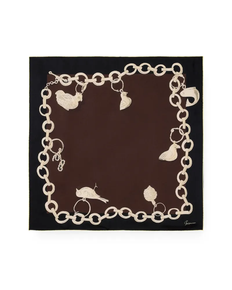 Jacquemus Chain-print Silk Scarves Black