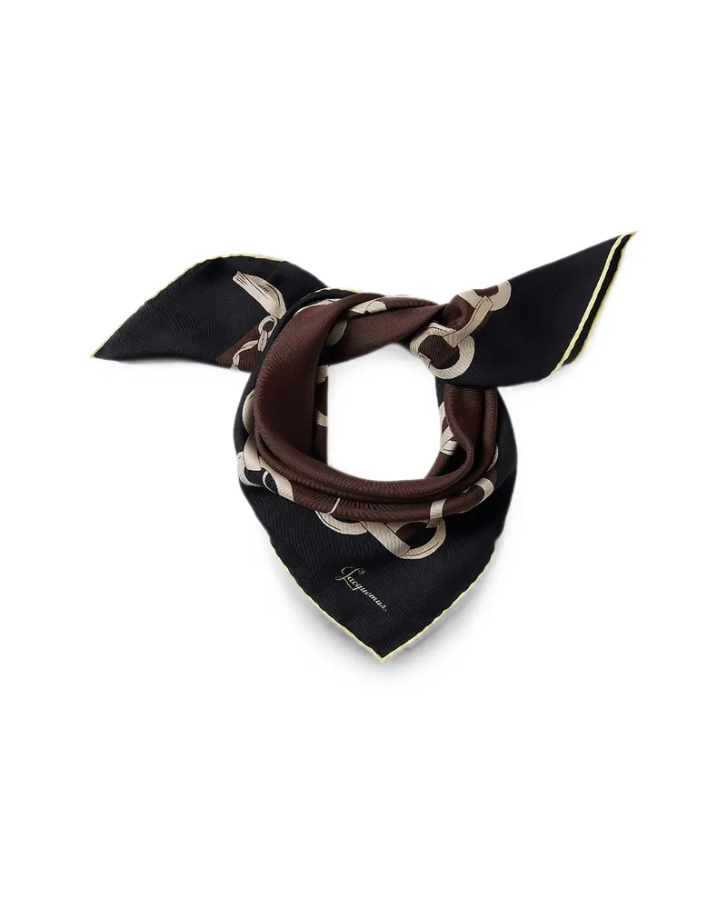 Jacquemus Chain-print Silk Scarves Black