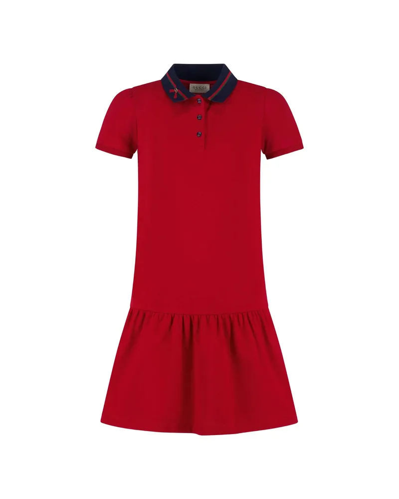 Gucci Web-stripe Ruffled Dress Red