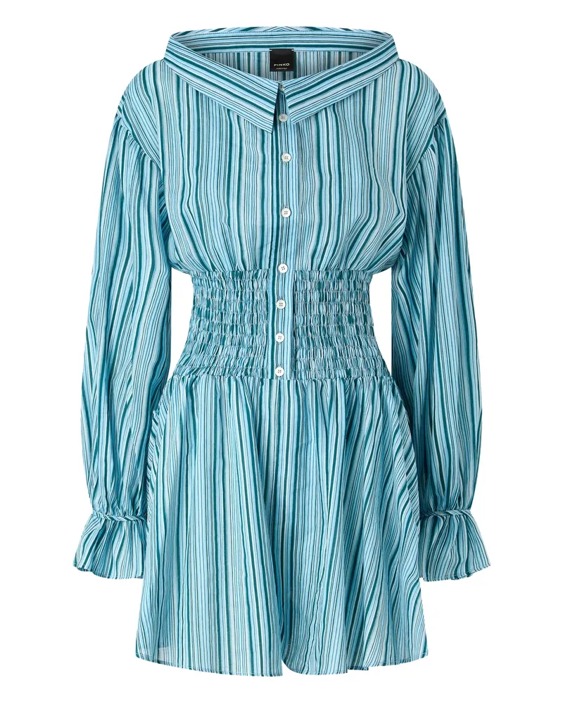 Pinko Striped Shirred Jumpsuit Blue