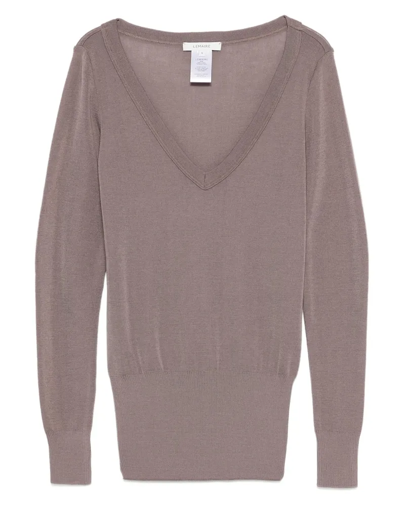 Christophe Lemaire Long-sleeve V-neck Sweater Brown
