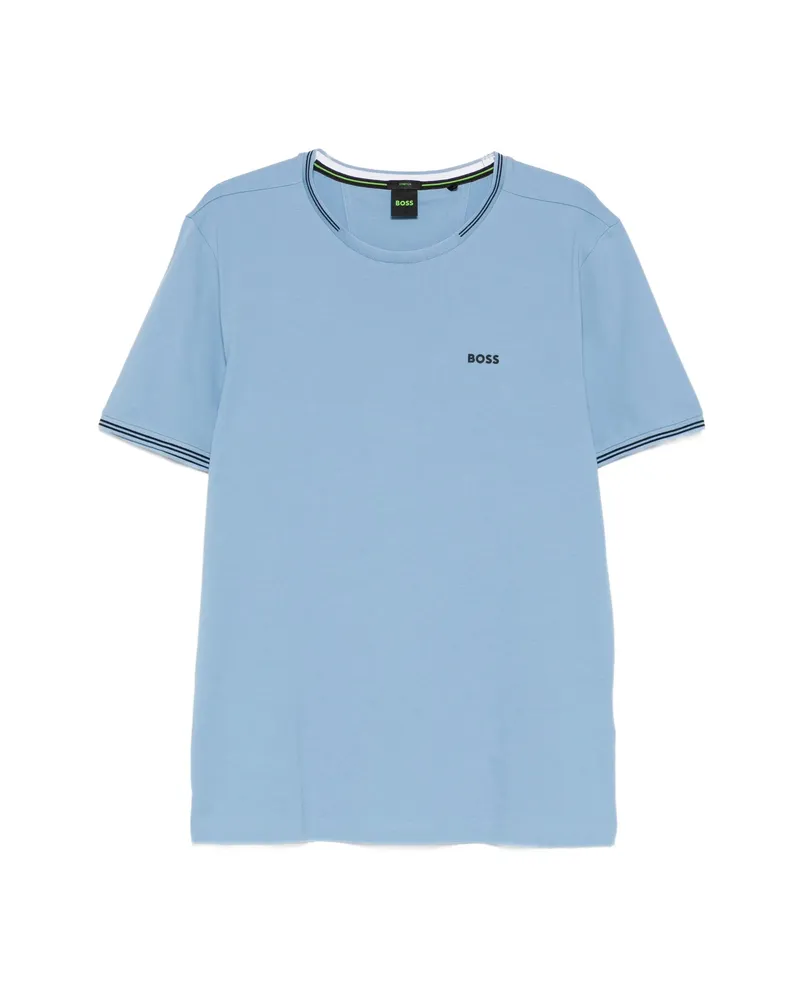 HUGO BOSS Striped-trim T-shirt Blue