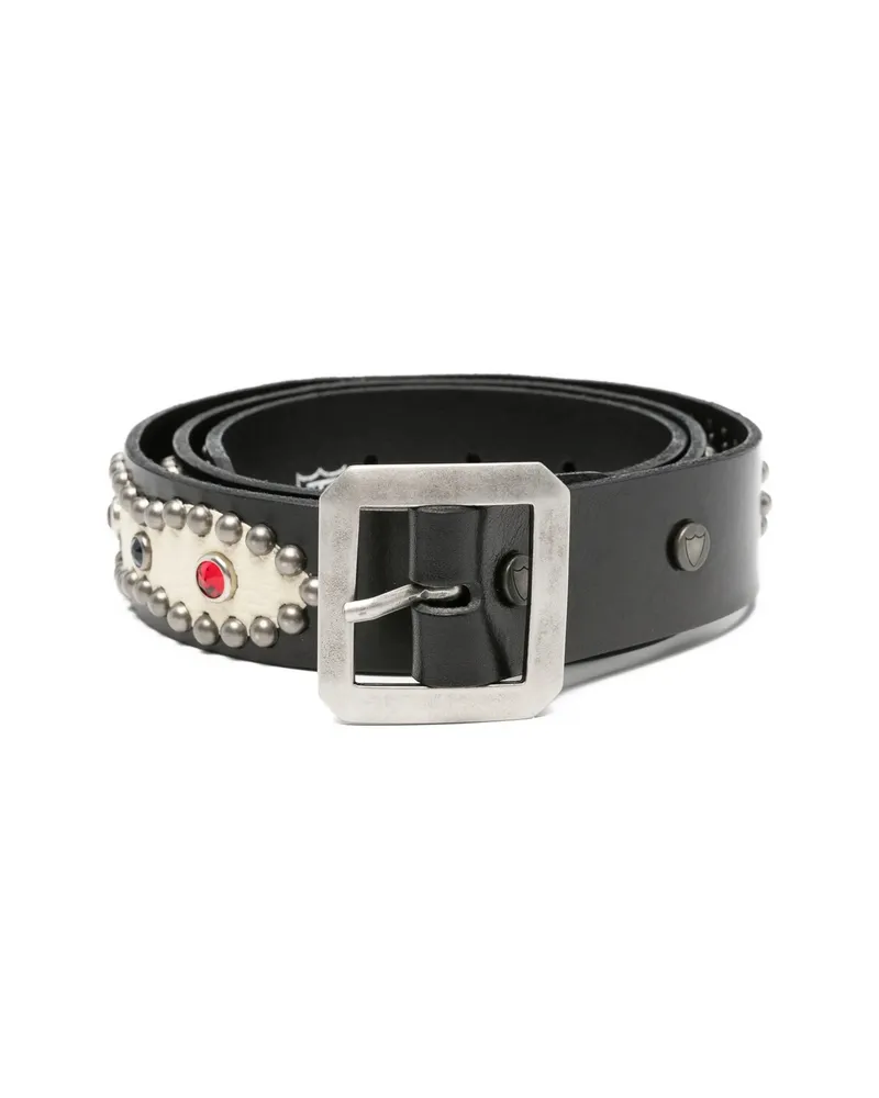 HTC Hollywood Trading Company American Embellished Buckle Belt Black