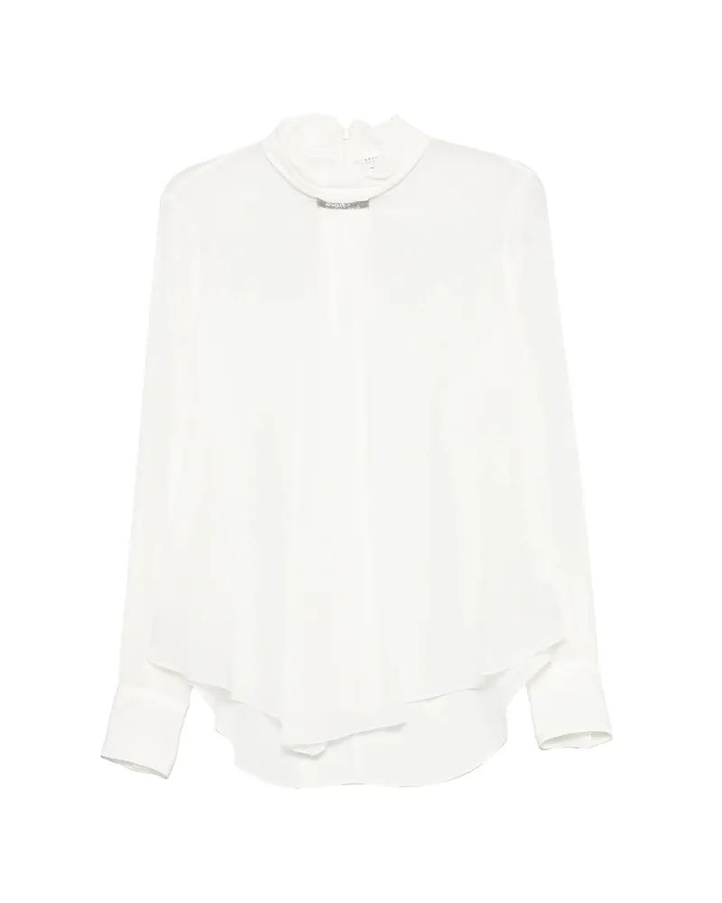 Brunello Cucinelli Monili-embellished Silk Blouse White
