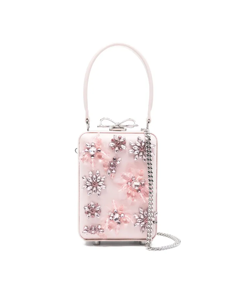 Self-Portrait Floral Embellished Top Handle Tote Bag Pink
